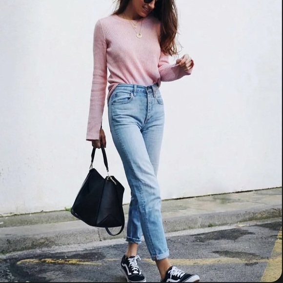 Vans Denim - Vans Jeans Juniors Size 7 Cropped Mid‎ Rise Light Blue Fade